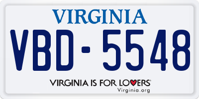 VA license plate VBD5548