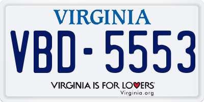 VA license plate VBD5553