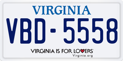 VA license plate VBD5558