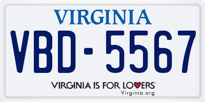 VA license plate VBD5567