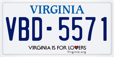VA license plate VBD5571