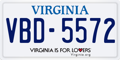 VA license plate VBD5572