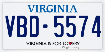 VA license plate VBD5574