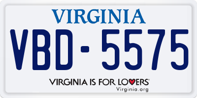 VA license plate VBD5575