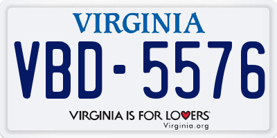 VA license plate VBD5576