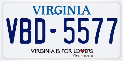 VA license plate VBD5577