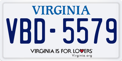 VA license plate VBD5579