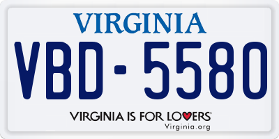 VA license plate VBD5580
