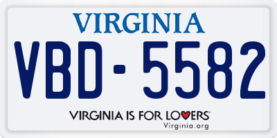 VA license plate VBD5582