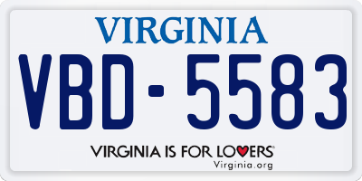 VA license plate VBD5583