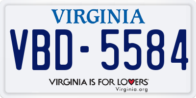 VA license plate VBD5584