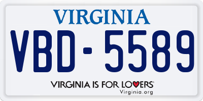 VA license plate VBD5589