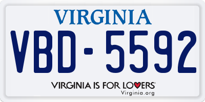 VA license plate VBD5592
