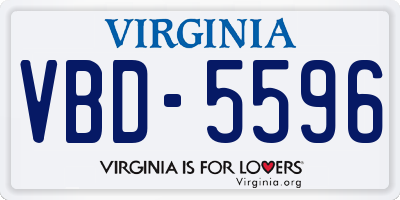 VA license plate VBD5596