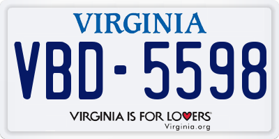 VA license plate VBD5598
