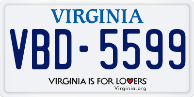 VA license plate VBD5599
