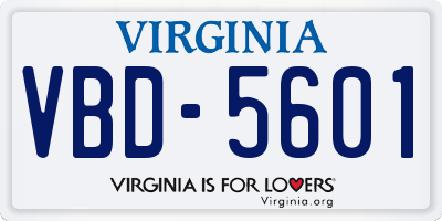 VA license plate VBD5601
