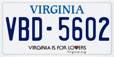 VA license plate VBD5602