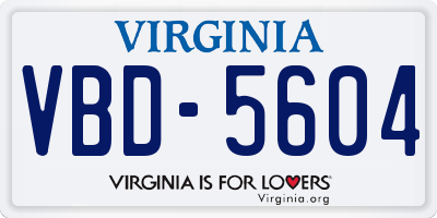 VA license plate VBD5604