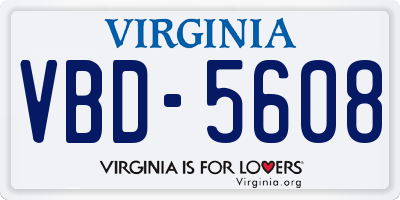 VA license plate VBD5608