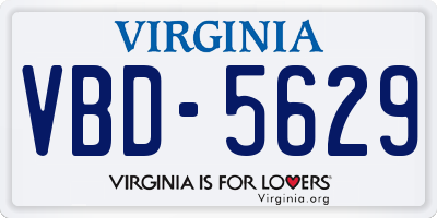 VA license plate VBD5629