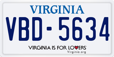 VA license plate VBD5634
