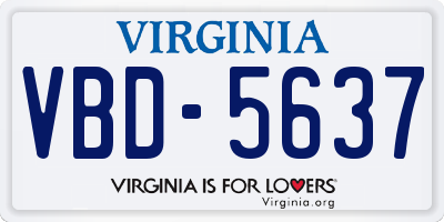 VA license plate VBD5637