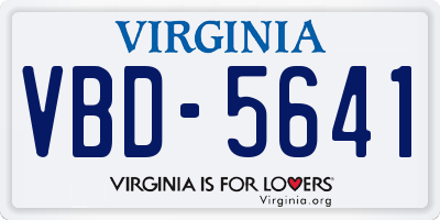 VA license plate VBD5641