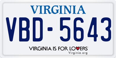 VA license plate VBD5643