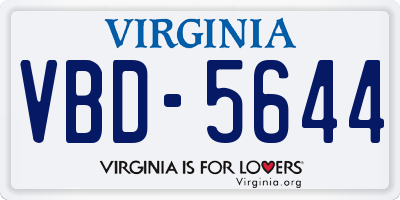 VA license plate VBD5644
