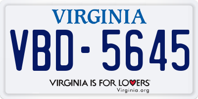 VA license plate VBD5645