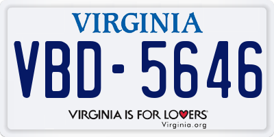 VA license plate VBD5646