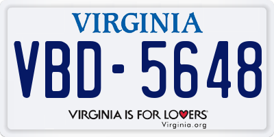 VA license plate VBD5648