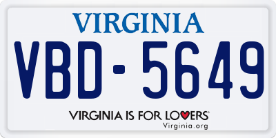 VA license plate VBD5649