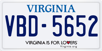 VA license plate VBD5652
