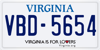 VA license plate VBD5654