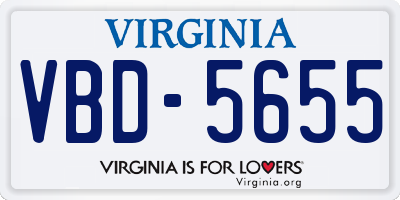 VA license plate VBD5655