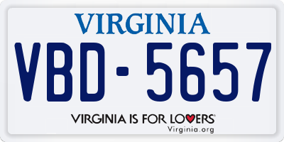 VA license plate VBD5657
