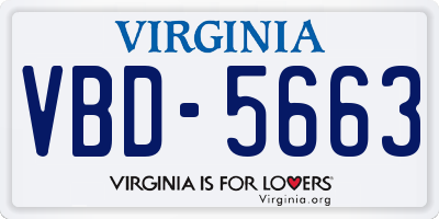 VA license plate VBD5663