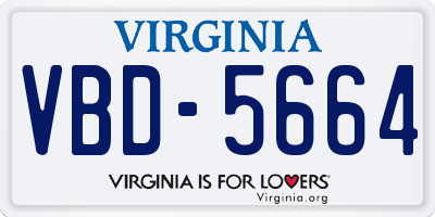 VA license plate VBD5664