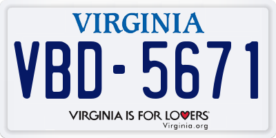 VA license plate VBD5671