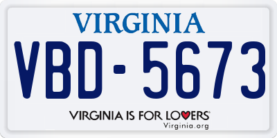 VA license plate VBD5673