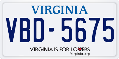VA license plate VBD5675
