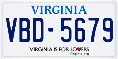 VA license plate VBD5679