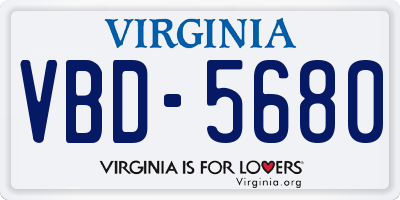 VA license plate VBD5680
