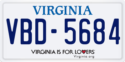 VA license plate VBD5684