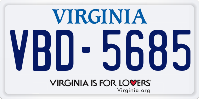 VA license plate VBD5685