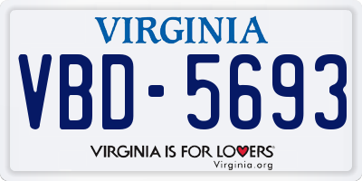 VA license plate VBD5693