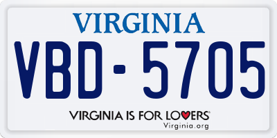VA license plate VBD5705