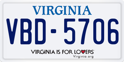 VA license plate VBD5706